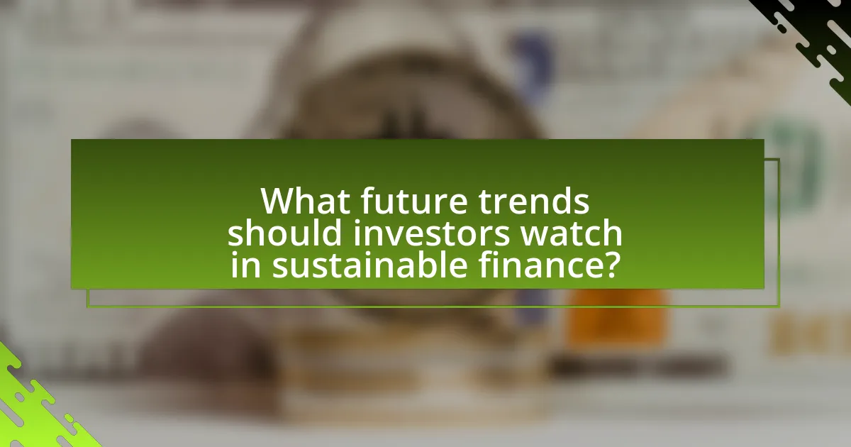 What future trends should investors watch in sustainable finance?